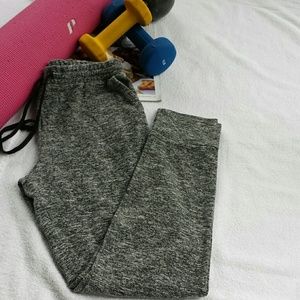 Ambiance Tweed Charcoal Gray Drawstring Joggers M